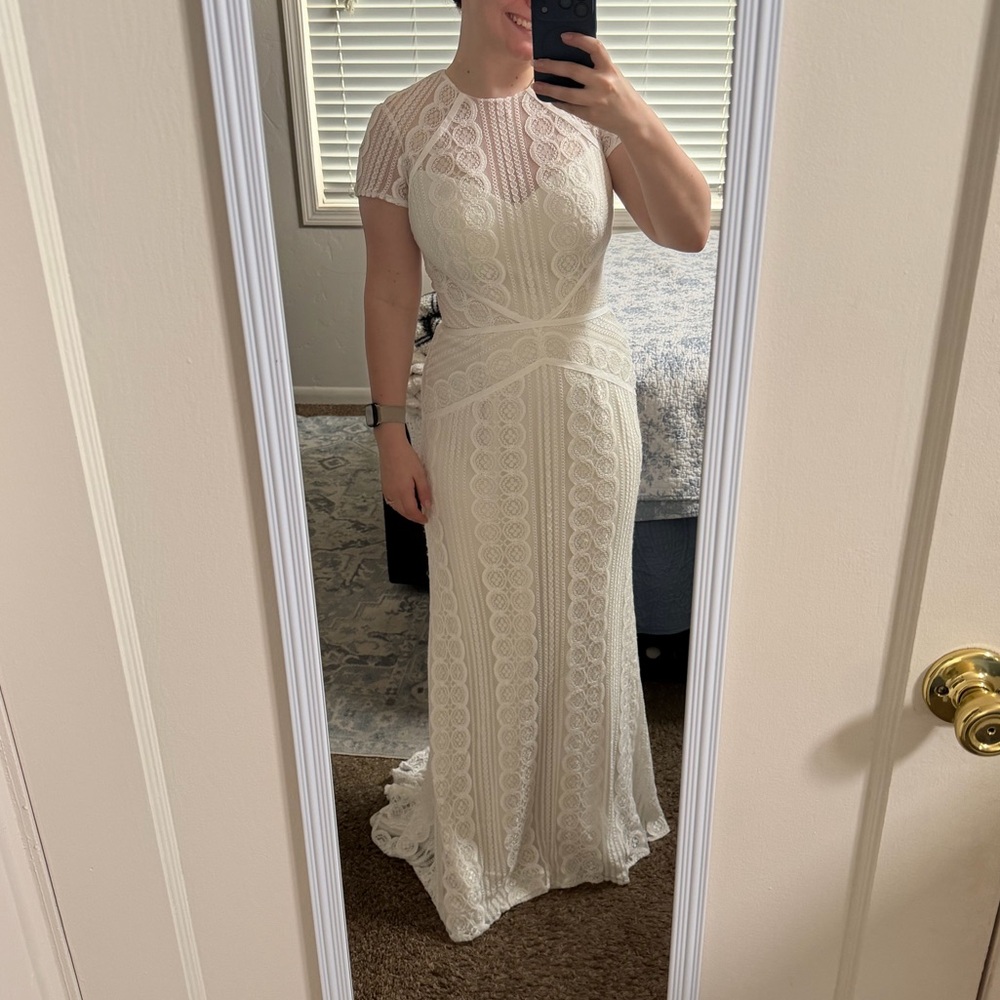 Wtoo Lace Wedding Dress Lenora 17120B With Sleeves and Train
